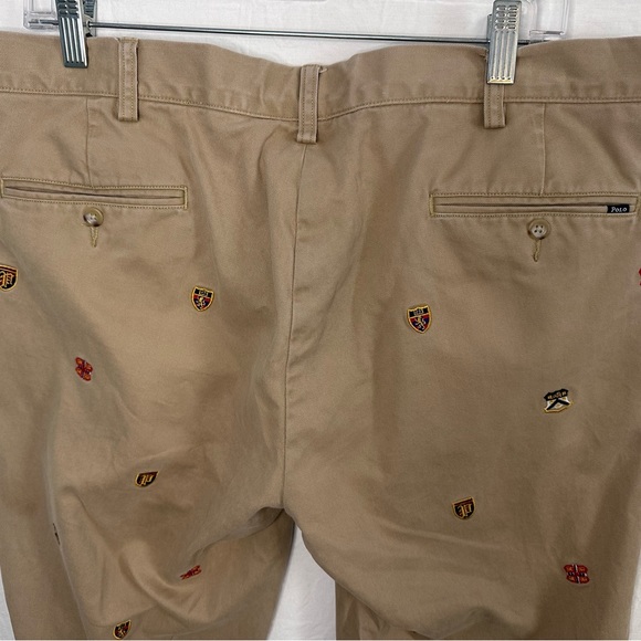 Polo Ralph Lauren Khaki Chinos Embroidered Crest Pants 36x32 Slim Fit - Picture 8 of 9